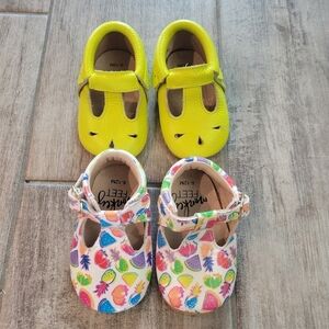 Monkey Feet Leather Flat Shoe Moccasin Bundle Fruit Yellow Baby Size 6-12 Months